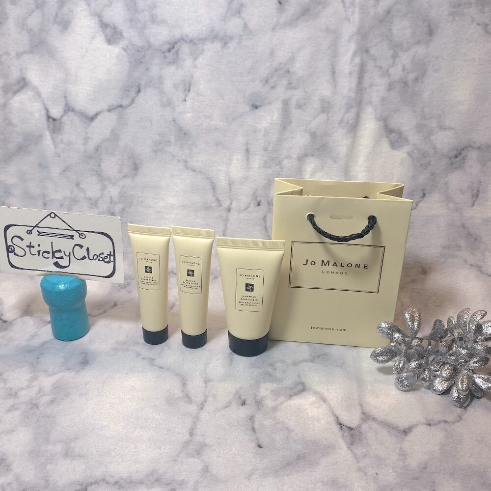 JO MALONE Set-Lime Basil&Mandarin Body Wash,Peony&Blush Lotion-30ml,15ml-3pc-NEW